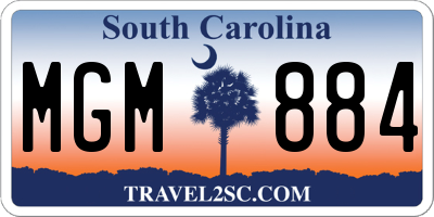 SC license plate MGM884
