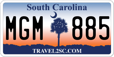 SC license plate MGM885