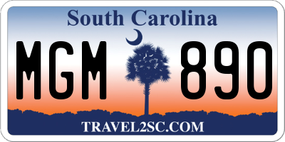 SC license plate MGM890