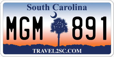 SC license plate MGM891
