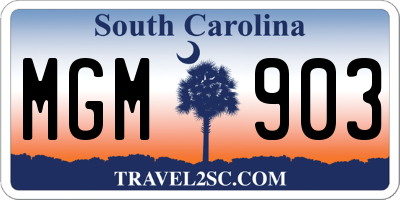 SC license plate MGM903