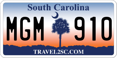 SC license plate MGM910