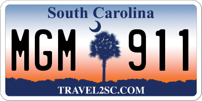 SC license plate MGM911
