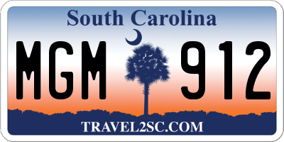 SC license plate MGM912