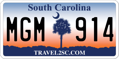 SC license plate MGM914