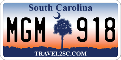 SC license plate MGM918