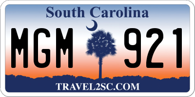 SC license plate MGM921