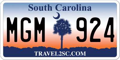 SC license plate MGM924