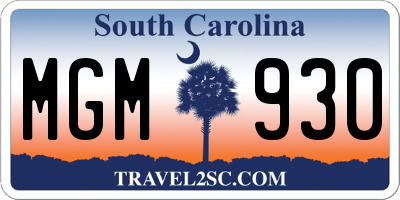 SC license plate MGM930