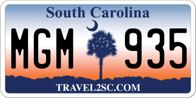 SC license plate MGM935