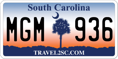 SC license plate MGM936