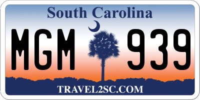 SC license plate MGM939