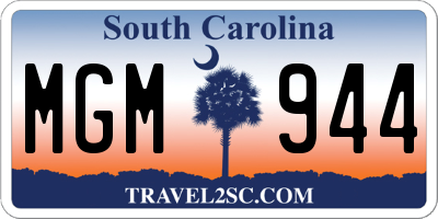 SC license plate MGM944
