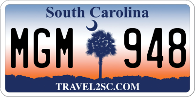 SC license plate MGM948