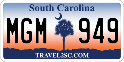 SC license plate MGM949