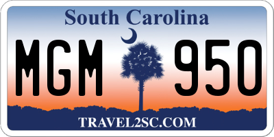 SC license plate MGM950