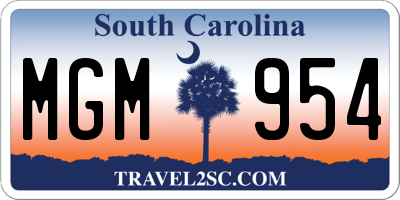 SC license plate MGM954