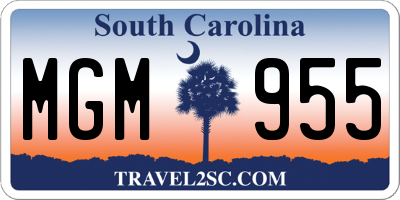 SC license plate MGM955