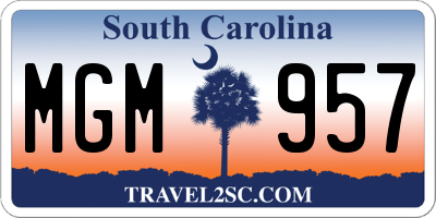 SC license plate MGM957