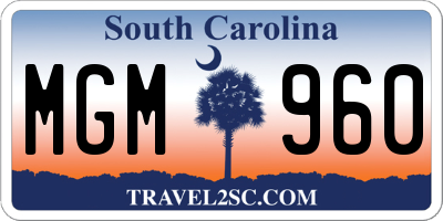 SC license plate MGM960