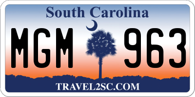 SC license plate MGM963