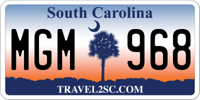 SC license plate MGM968