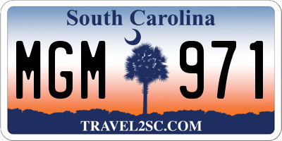 SC license plate MGM971
