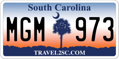 SC license plate MGM973