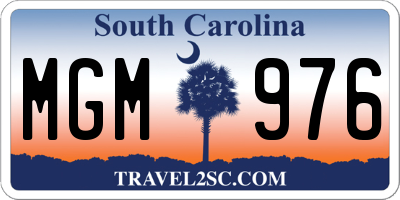 SC license plate MGM976
