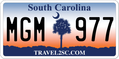 SC license plate MGM977