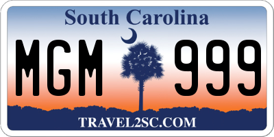 SC license plate MGM999