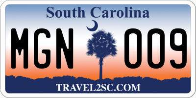 SC license plate MGN009