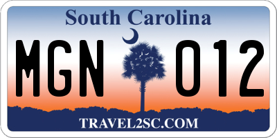 SC license plate MGN012