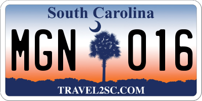 SC license plate MGN016