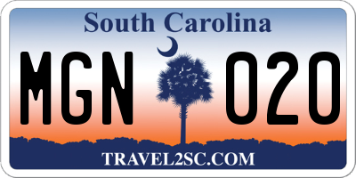 SC license plate MGN020