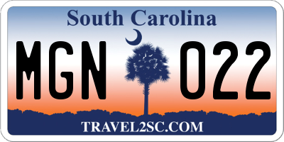 SC license plate MGN022