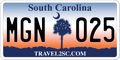 SC license plate MGN025