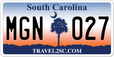 SC license plate MGN027