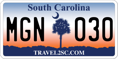SC license plate MGN030