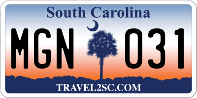 SC license plate MGN031