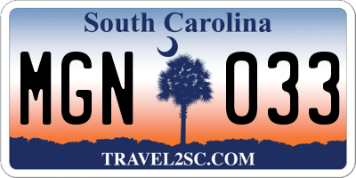 SC license plate MGN033