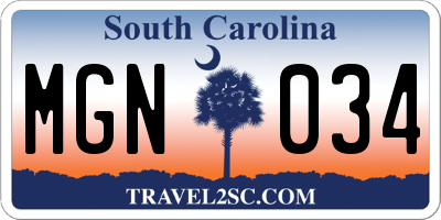 SC license plate MGN034