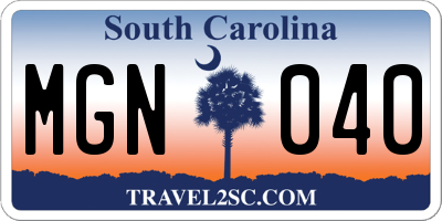 SC license plate MGN040