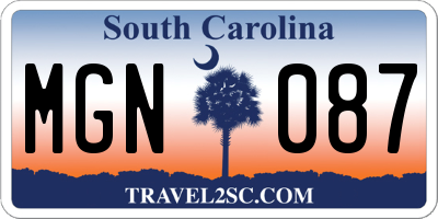 SC license plate MGN087