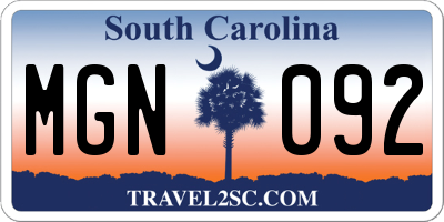 SC license plate MGN092