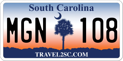 SC license plate MGN108