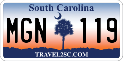 SC license plate MGN119