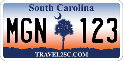 SC license plate MGN123
