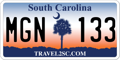 SC license plate MGN133
