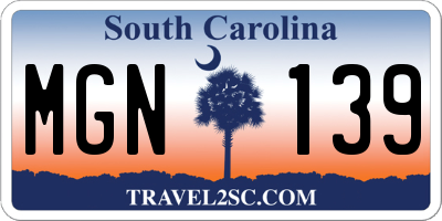 SC license plate MGN139